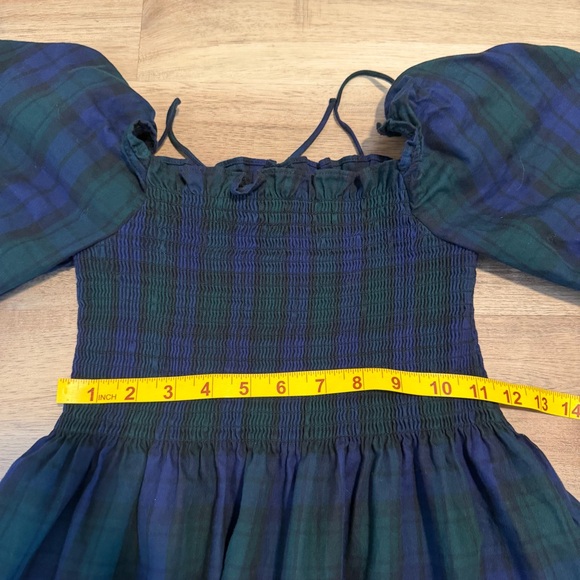 Hill House The Naomi Nap Tartan Long Sleeve Smock Dress Green Plaid Size XS - Picture 6 of 9